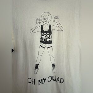 RICHARD SIMMONS style  “Oh My Quad” Cream Black Ringer Shirt size Medium